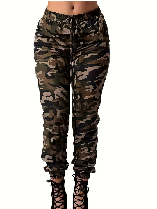 Damen Cargohose mit elastischem Bund und Camouflage-Muster EB