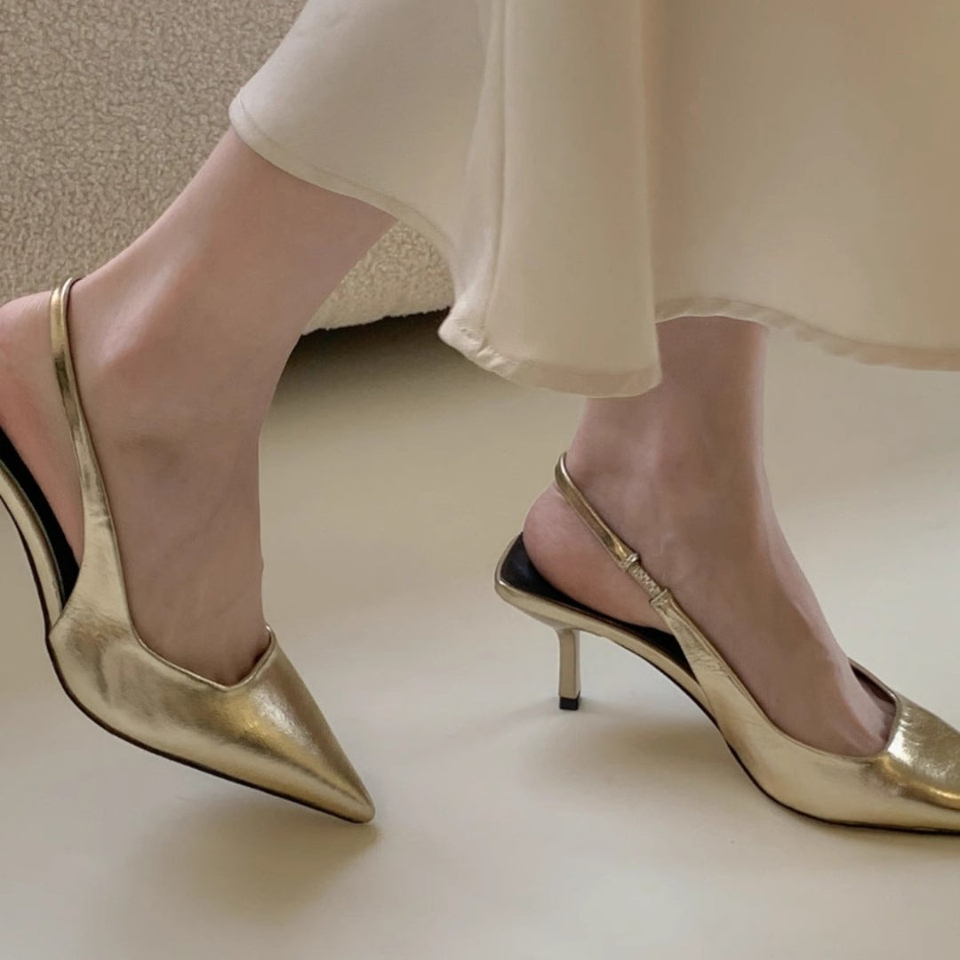 Damen elegante Slingback Pumps mit spitzem Design EB