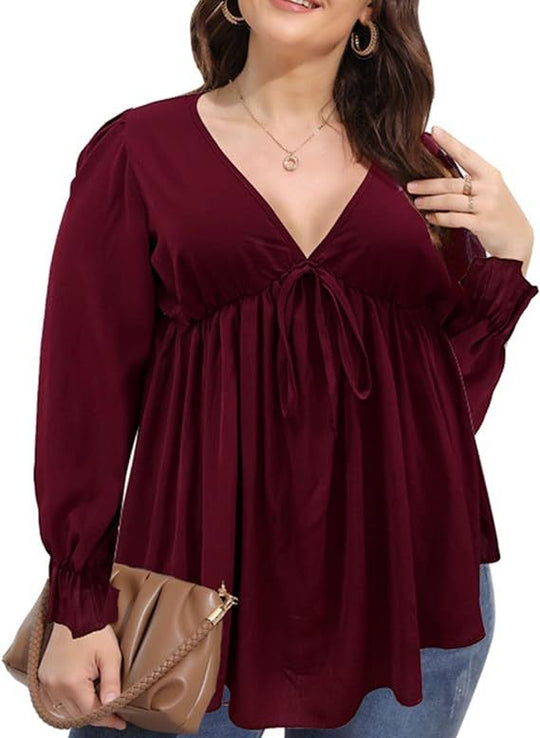 Damen Bluse mit eleganten Rüschendetails und modischem Print EB