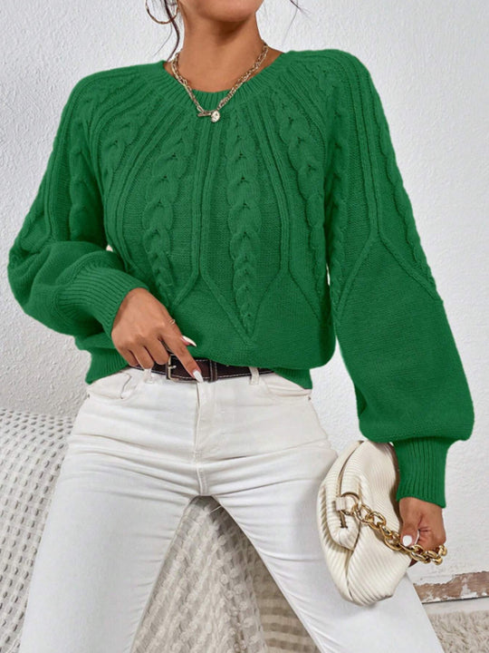 Damen Strickpullover mit Zopfmuster und weitem Schnitt EB