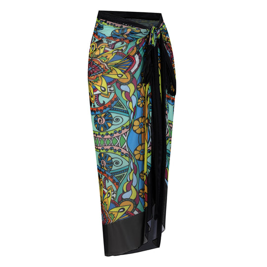 Damen Strandumhang mit buntem Muster und eleganten Schnürdetails EB