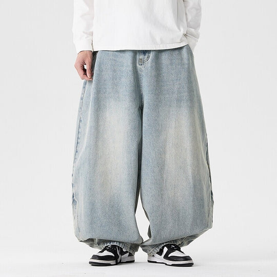 Herren nan extremweit geschnittene Baggy-Jeans mit tiefem Schritt und ballonförmigem Saum EB