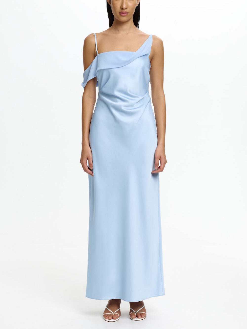 Damen Elegantes Maxikleid mit asymmetrischem Oberteil und fließendem Schnitt EB