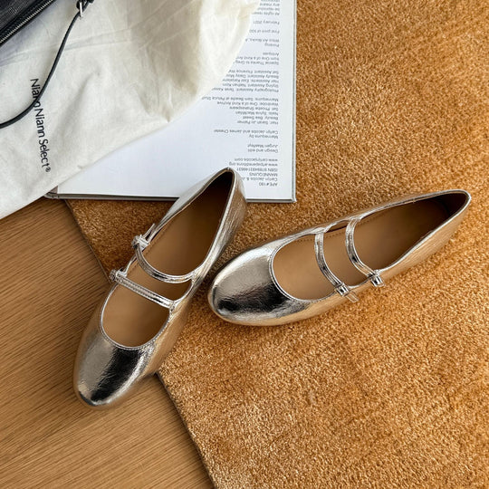 Damen Elegante Mary Jane Schuhe mit doppelten Riemchen und hochwertiger Leder-Oberfläche EB