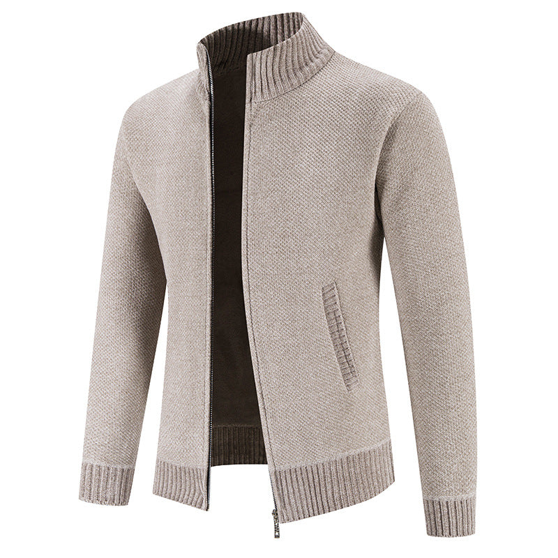 Herren modische Strickjacke mit hochgeschlossenem Kragen und Reißverschluss EB