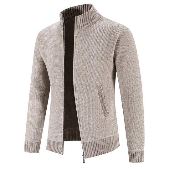 Herren modische Strickjacke mit hochgeschlossenem Kragen und Reißverschluss EB