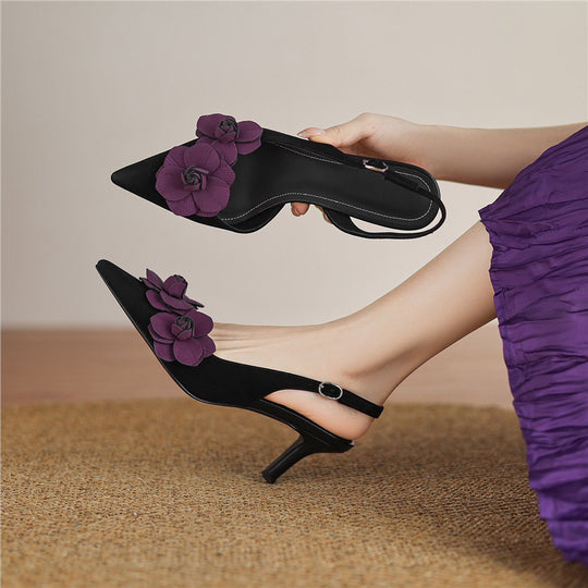 Damen Slingback Ballerinas mit floralen Akzenten EB
