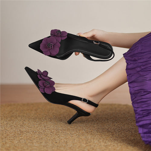 Damen Slingback Ballerinas mit floralen Akzenten EB