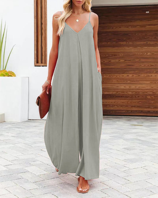 Damen Maxikleid mit v-ausschnitt und fließendem Schnitt EB