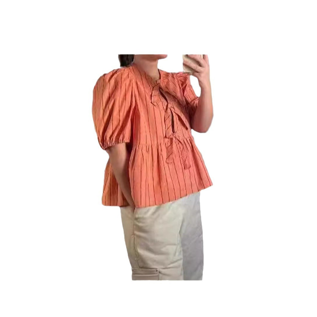 Damen Bluse mit Rüschen und Schleifenakzenten EB