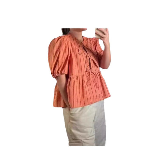 Damen Bluse mit Rüschen und Schleifenakzenten EB