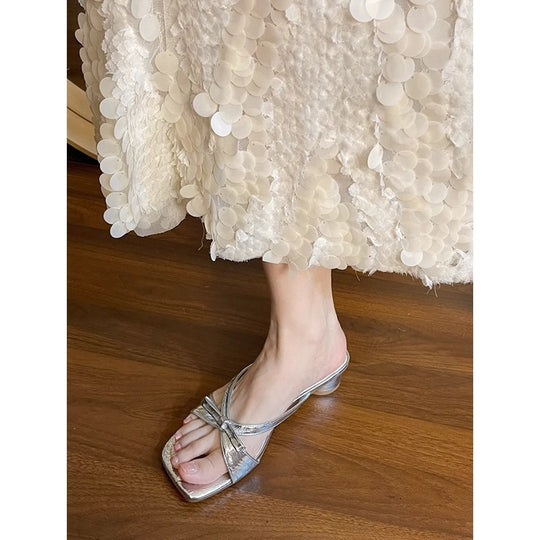 Damen elegante Mules mit dekorativem Schleifenakzent EB