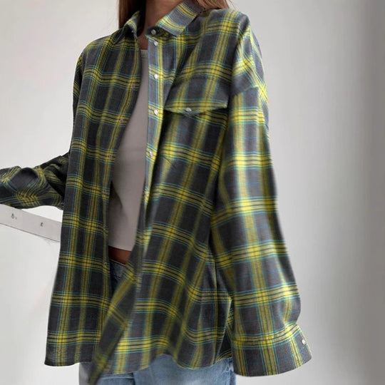 DamenOversized Karo-Hemdbluse EB