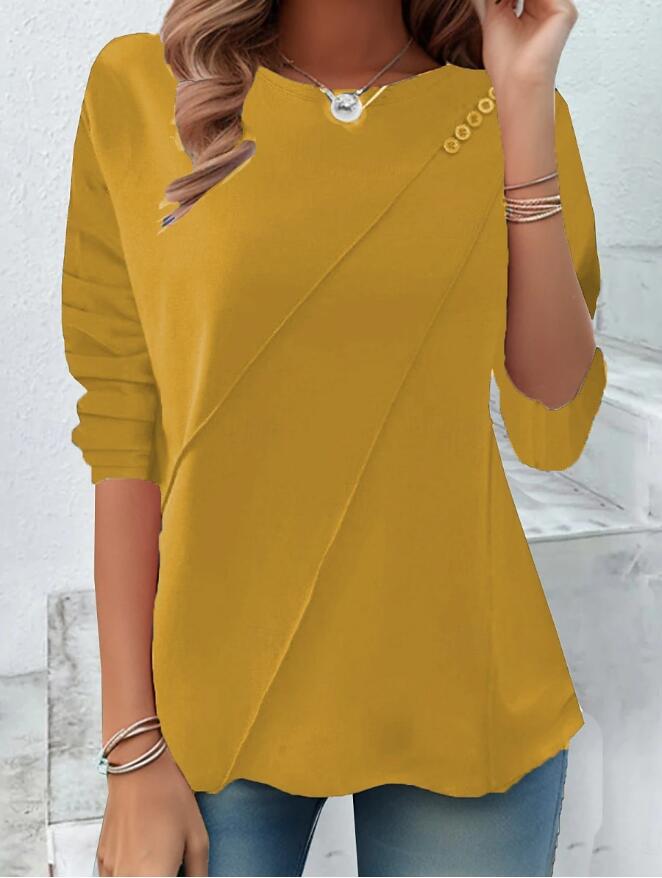 Damen modisches Oberteil mit asymmetrischem Saum und Knopfdetails EB