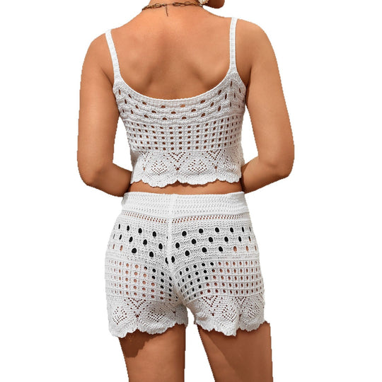 Damen luftiges Häkel-Set mit Top und Shorts EB