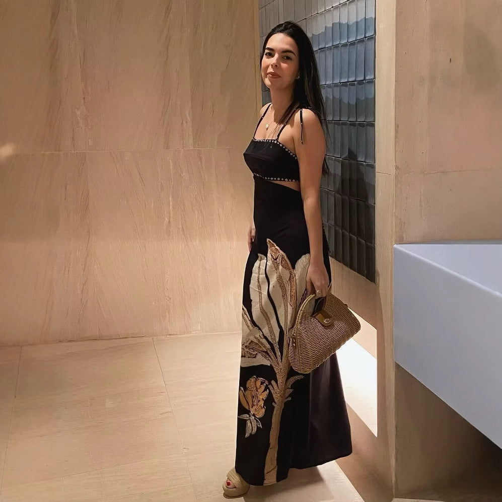 Damen Maxikleid mit floralem Print und eleganten Trägern EB
