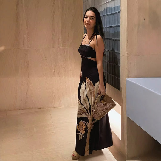 Damen Maxikleid mit floralem Print und eleganten Trägern EB