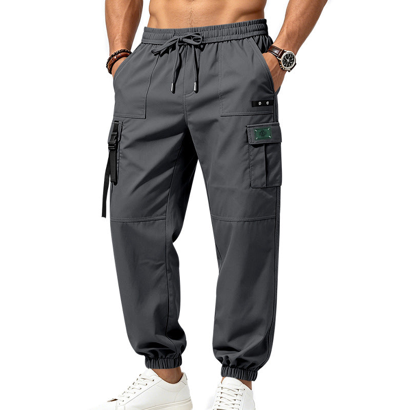 Herren Cargo-Jogginghose mit Kordelzug elastischen Bündchen und Multifach-Taschen EB