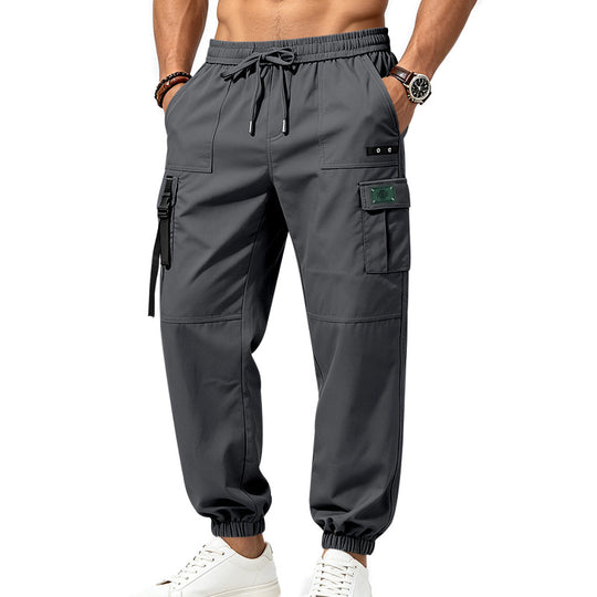 Herren Cargo-Jogginghose mit Kordelzug elastischen Bündchen und Multifach-Taschen EB