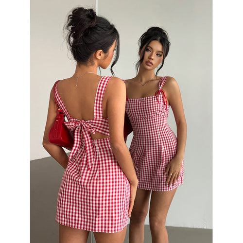 Damen Minikleid mit schickem V-Ausschnitt und dekorativem Rückenausschnitt EB