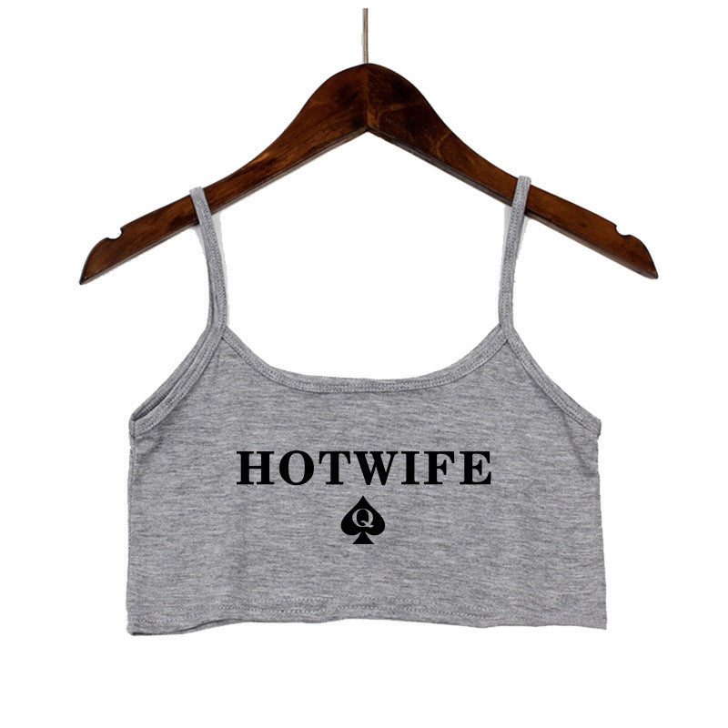 Damen Crop-Top mit modernen Schriftzügen und verstellbaren Trägern EB
