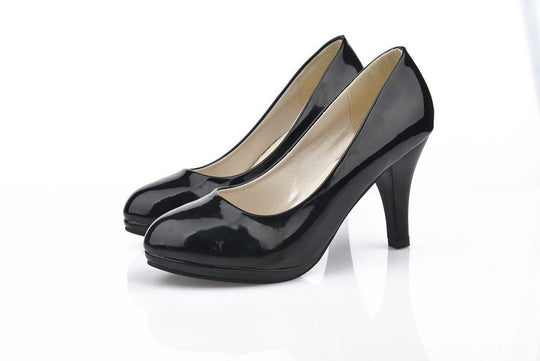 Damen elegante Hochglanz-Pumps mit bequemem Innenfutter und stabilem Blockabsatz EB