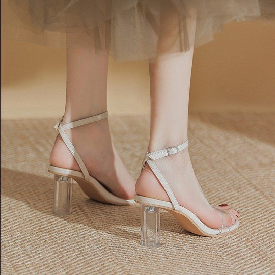 Damen Transparente Riemchen-Sandalen mit elegantem Blockabsatz EB