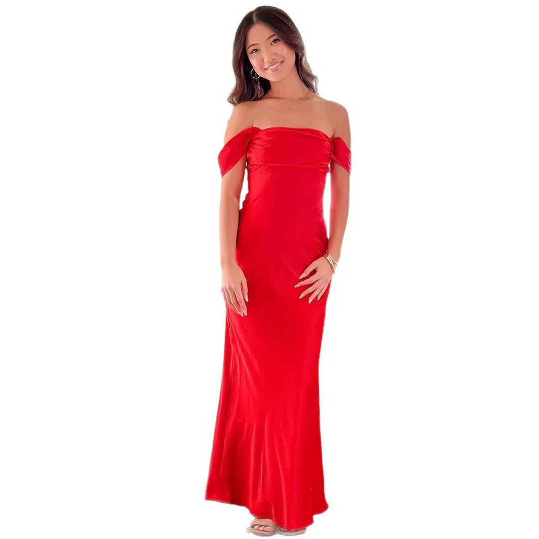 Damen elegante Satin Abendkleid EB