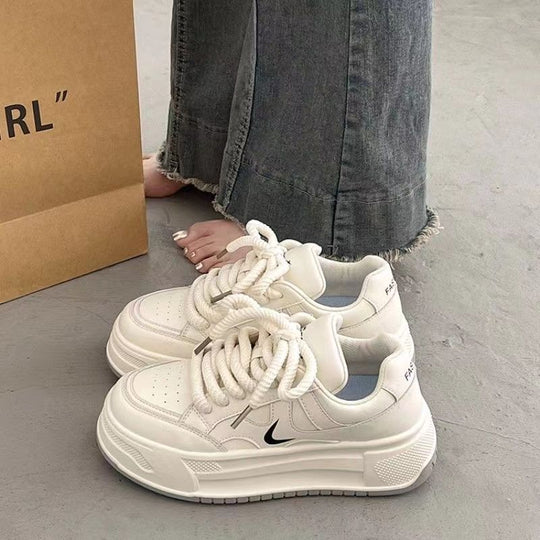 Damen modische Chunky-Sneaker mit dicker Dämpfung und elastischem Schnürsystem EB