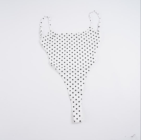 Damen Badeanzug mit hochgeschnittenem Design und verspieltem Polka-Dots-Muster EB