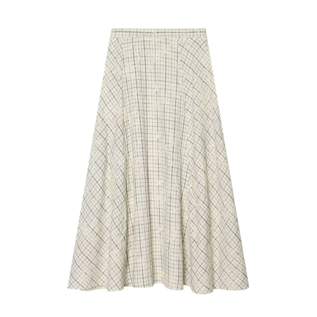 Damen Maxirock mit elegantem Karomuster und fließendem Schnitt EB