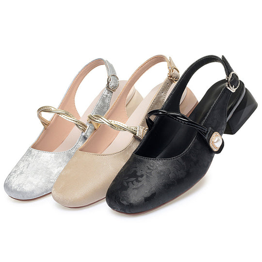 Damen Sling-Schuhe mit modischem Riemendesign und elegantem Blockabsatz EB