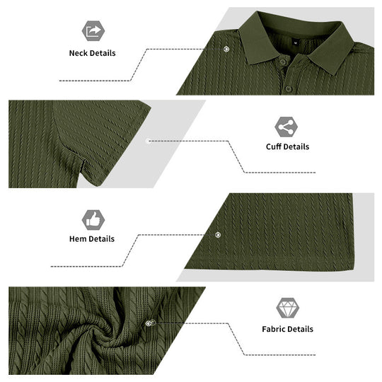 Herren Feinstrick-Polo mit strukturiertem Zopfmuster und weichem Baumwollmix EB