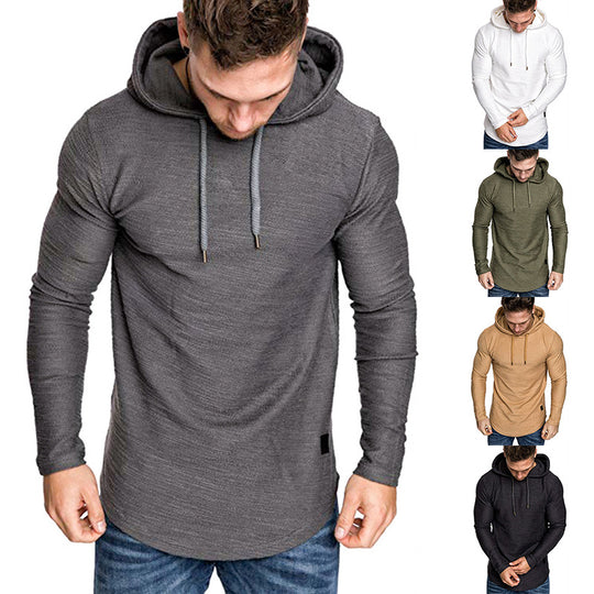 Herren longsleeve Kapuzenshirt mit strukturierter Oberfläche EB