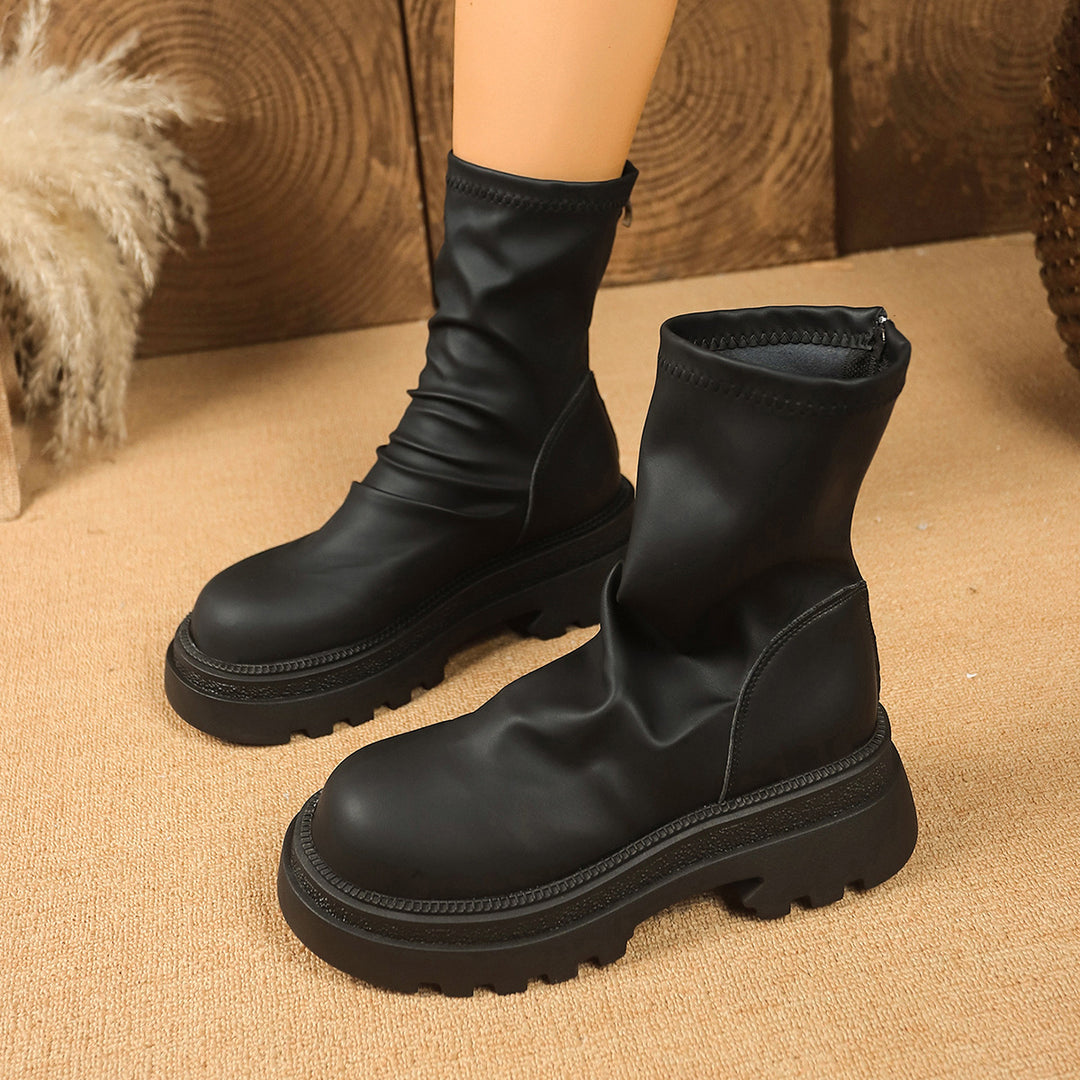 Damen modische Stiefeletten mit gefüttertem Design und robustem Profil EB
