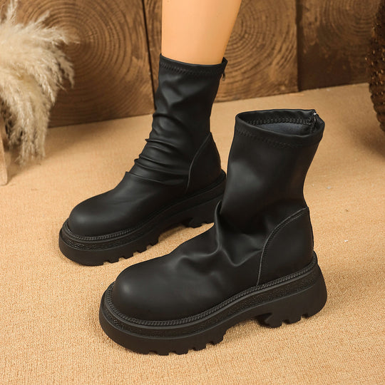 Damen modische Stiefeletten mit gefüttertem Design und robustem Profil EB