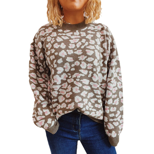 Damen legerer Pullover mit tierischem Muster EB