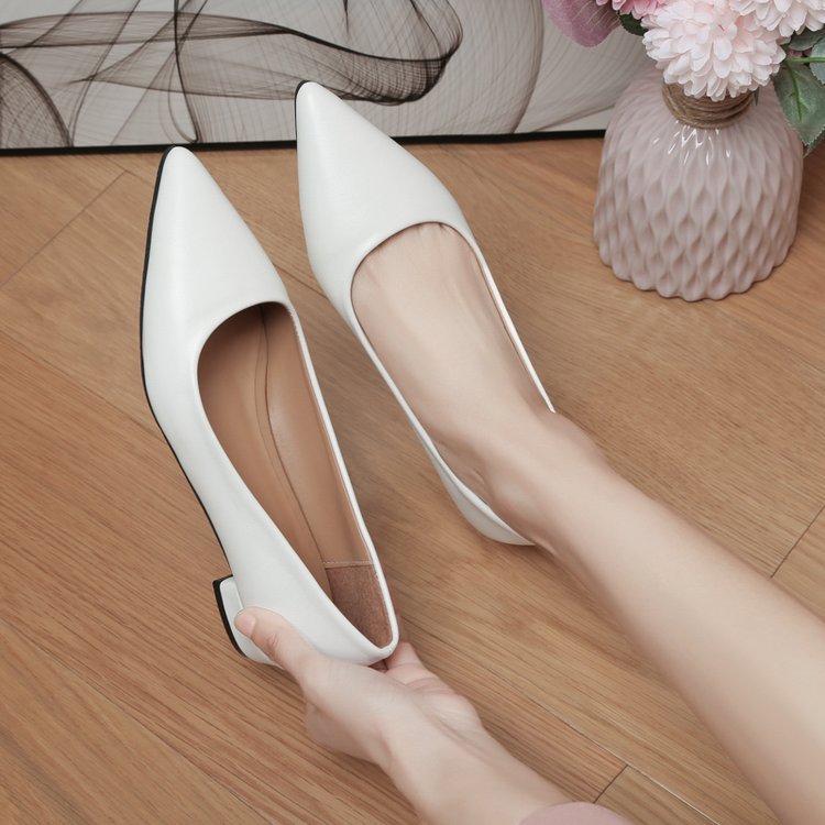 Damen elegante spitze Ballerinas mit bequemem Blockabsatz EB