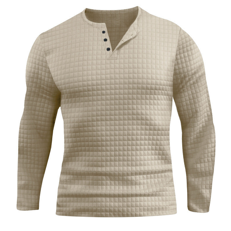 Herren Langarmshirt mit strukturiertem Design und modischem Knopfverschluss EB