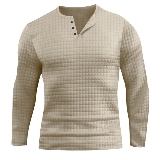 Herren Langarmshirt mit strukturiertem Design und modischem Knopfverschluss EB