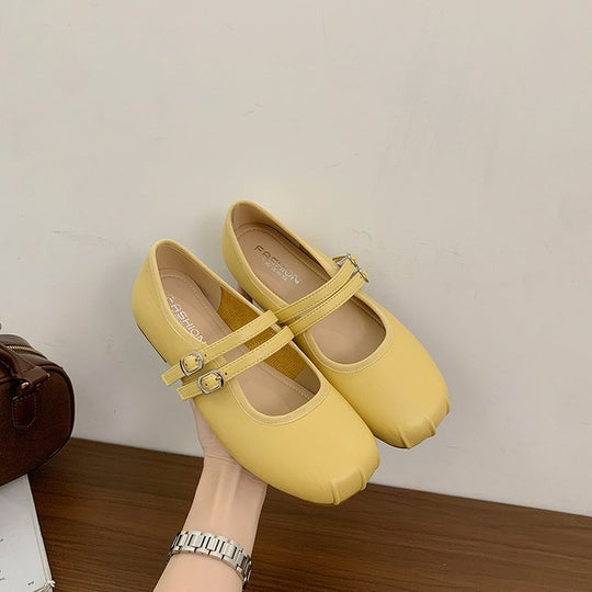Damen elegante Ballerinas mit doppeltem Riemen und komfortabler Innensohle EB