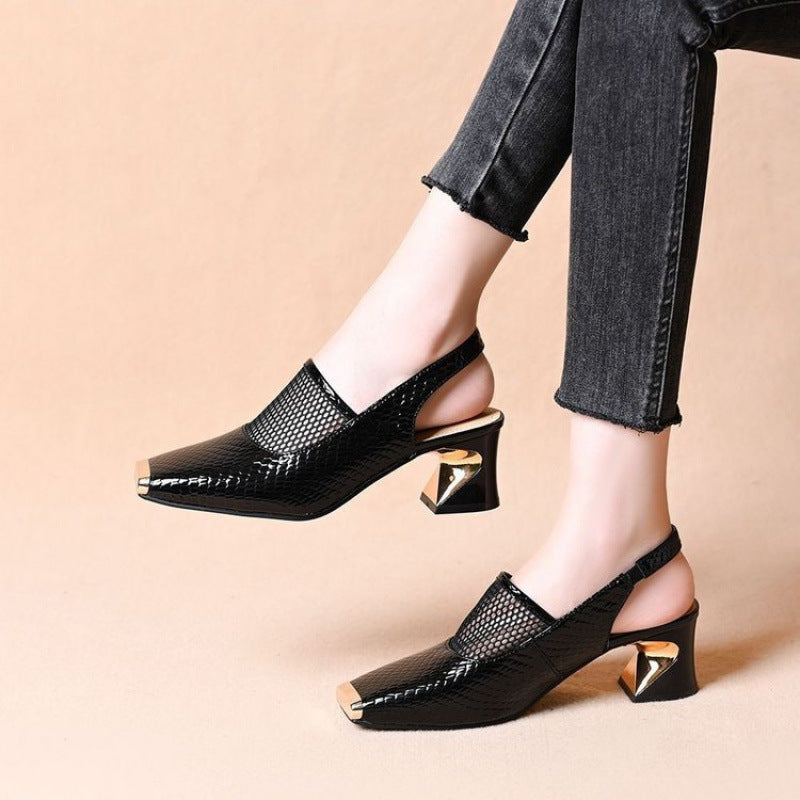 Damen Slingback-Pumps mit luxuriösem Metallic-Detail EB