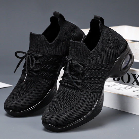 Damen nan avantgardistischer Strick-Plateau-Sneaker mit gepolsterter Air-Unit, sockenähnlichem Einstieg und ergonomischem Memory-Fußbett EB