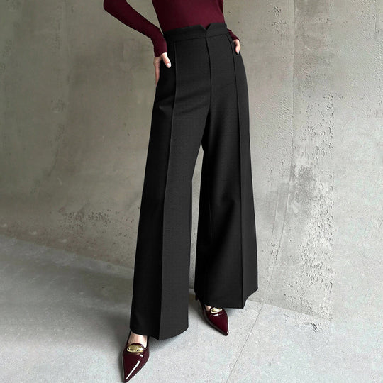 Damen hochtaillierte Palazzo-Hose mit Bügelfalte und V-förmigem Bund Eichborn Berlin