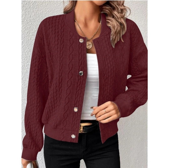 Damen Lässige Strickjacke mit strukturierter Oberfläche und Knopfleiste EB