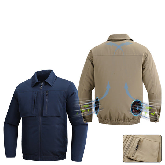 Herren nan belüftete Arbeitsjacke mit zwei diskreten USB-Lüftern und mühelosem Akkuanschluss EB