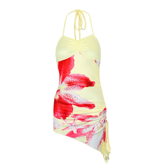 Damen Badeanzug mit Blumenmuster und asymmetrischem Schnitt EB