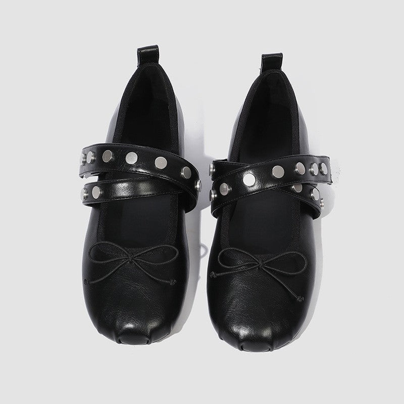 Damen Ballerinas mit modischem Riemendesign und dekorativen Metallakzenten EB