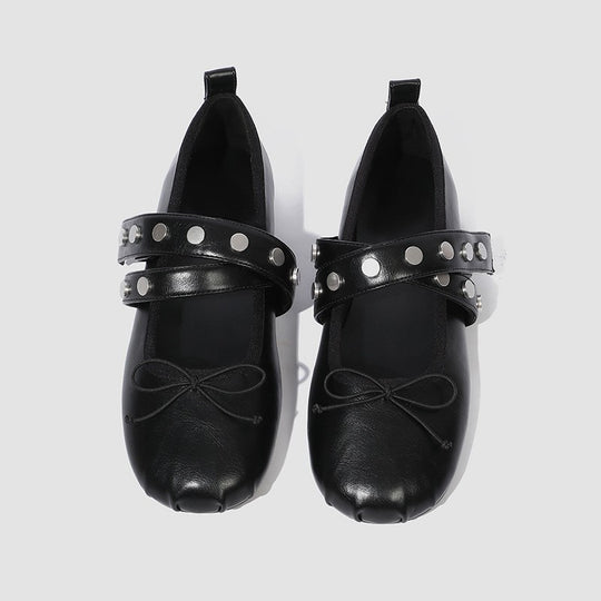 Damen Ballerinas mit modischem Riemendesign und dekorativen Metallakzenten EB