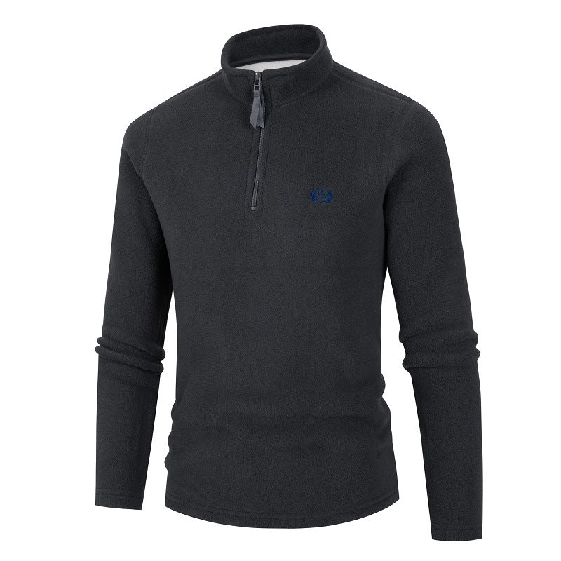 Herren Fleece Pullover mit Stehkragen und Reißverschluss EB